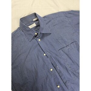 dino Shirt Mens Medium‎ Blue Yellow Check Short Sleeve Button Up Made in Italy